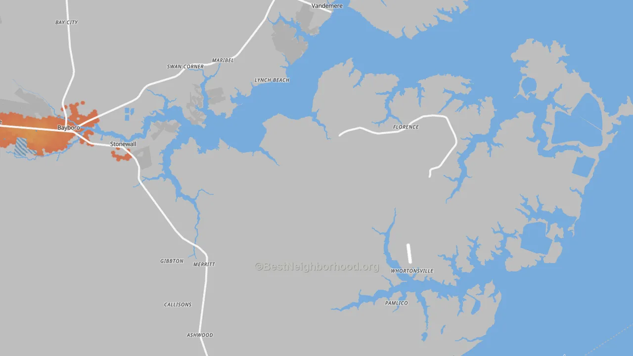 Bike Grade map of 28556, NC