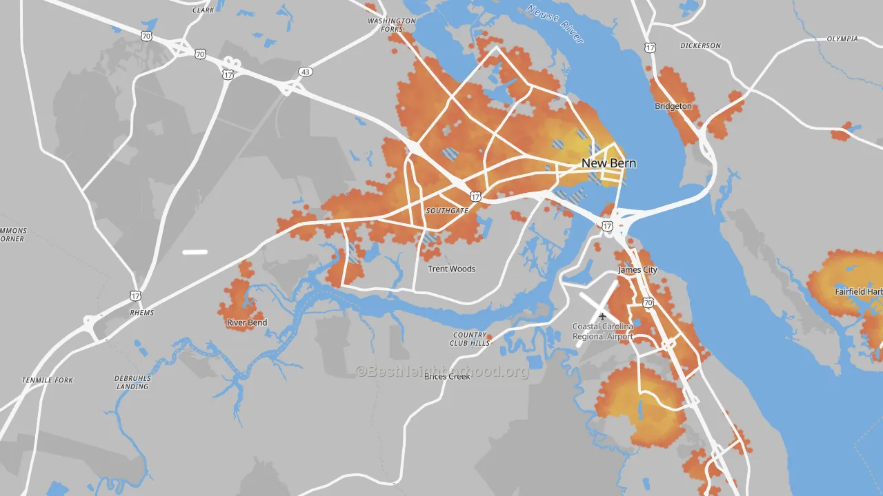 Bike Grade map of 28562, NC