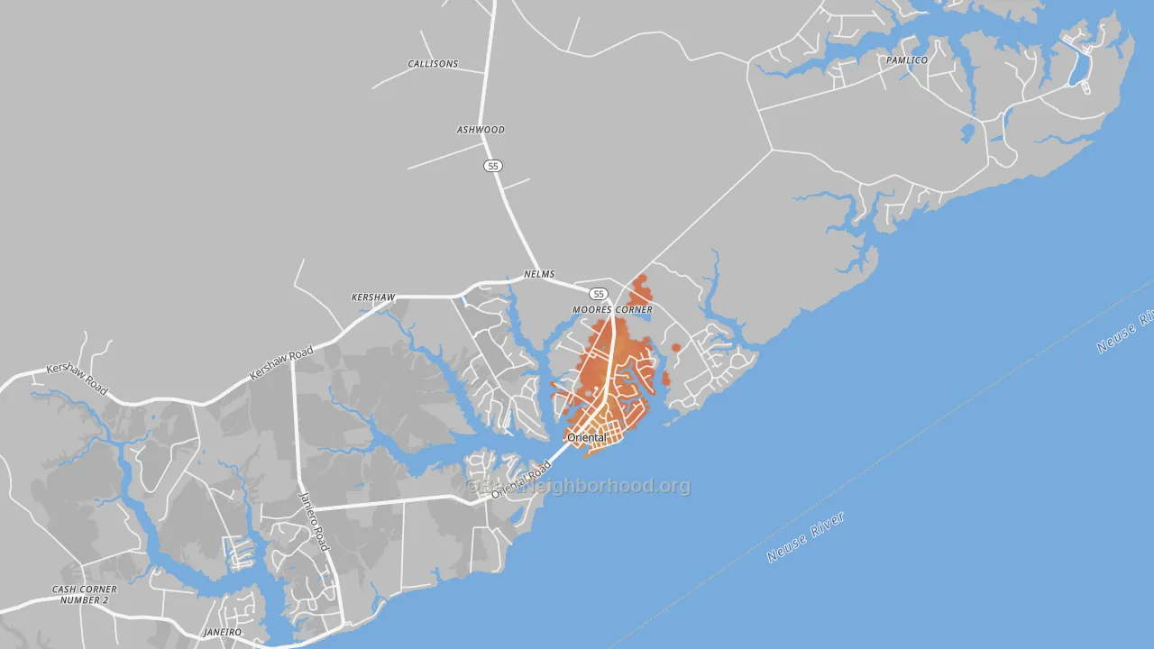 Bike Grade map of 28571, NC