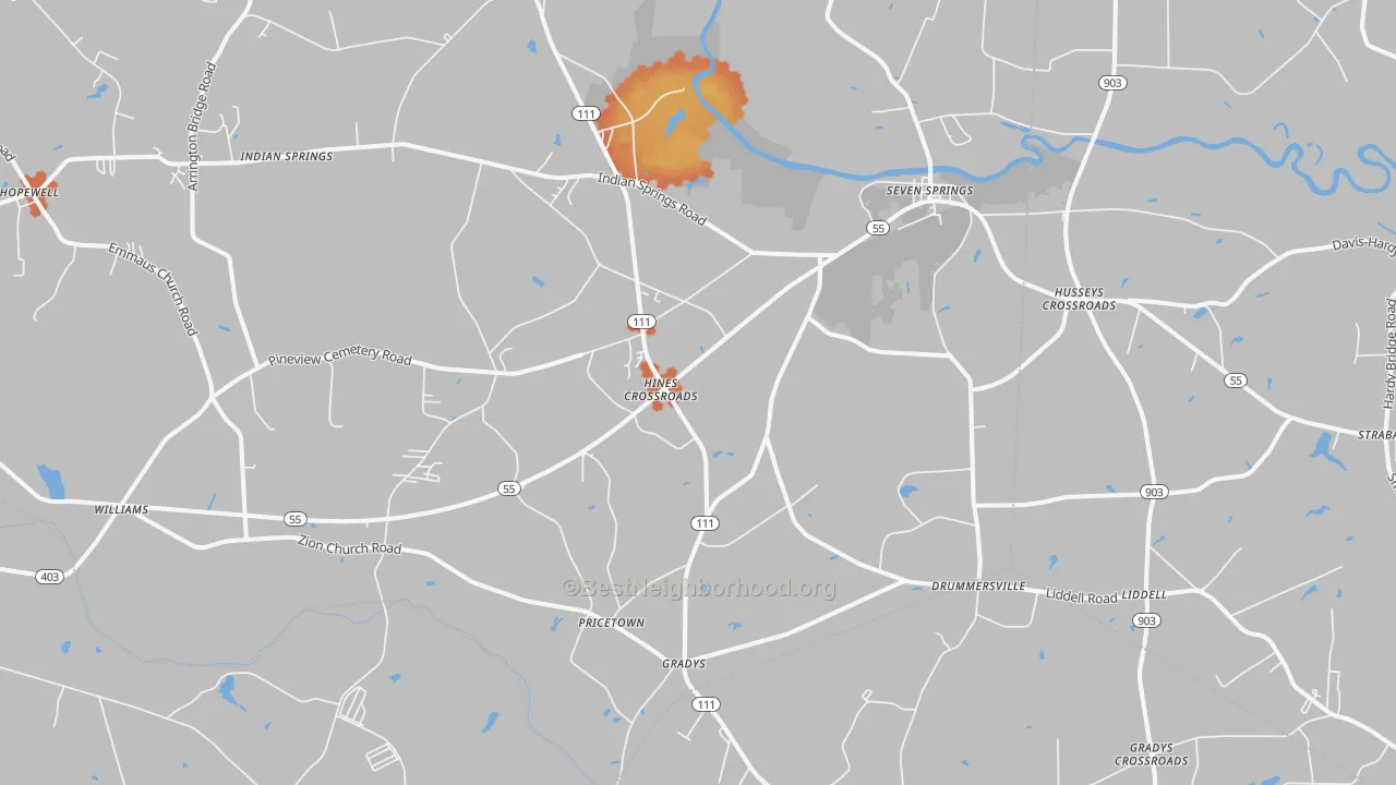 Bike Grade map of 28578, NC