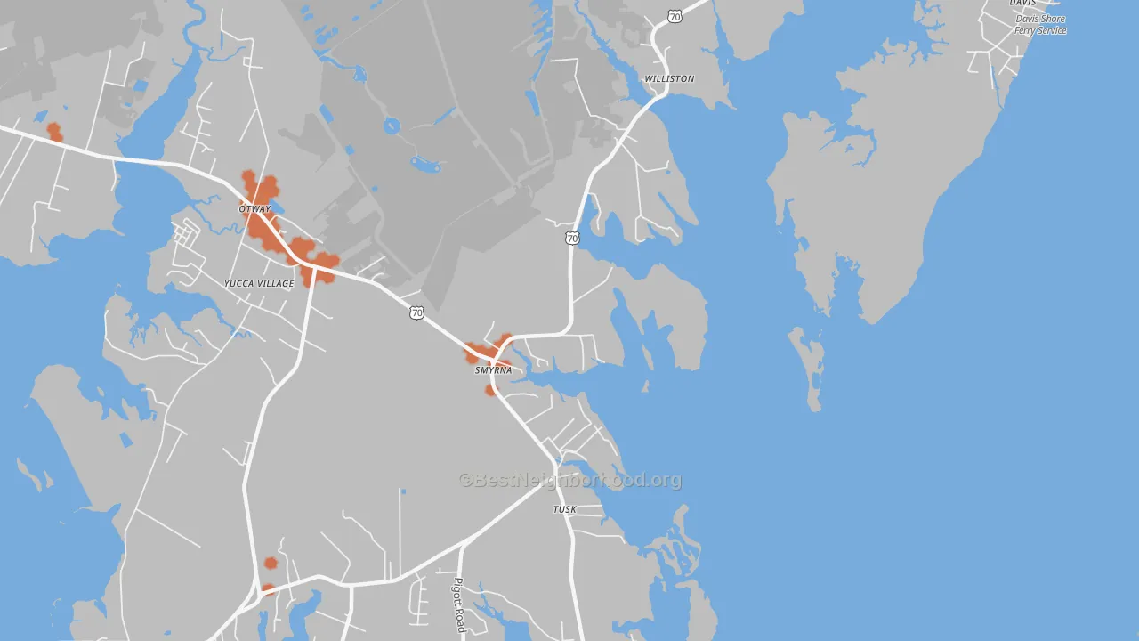 Bike Grade map of 28579, NC