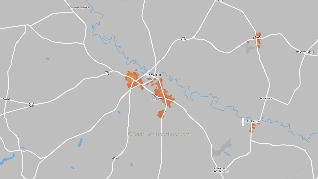 Bike Grade map of 28580, NC