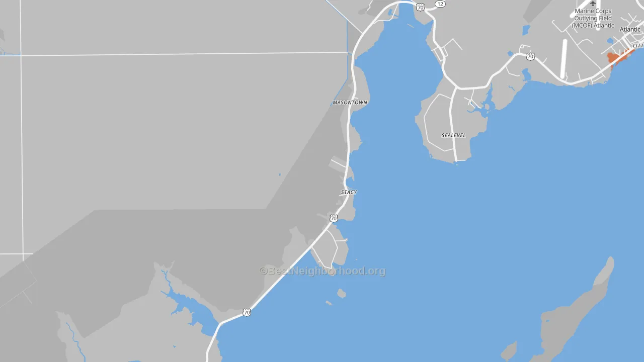 Bike Grade map of 28581, NC