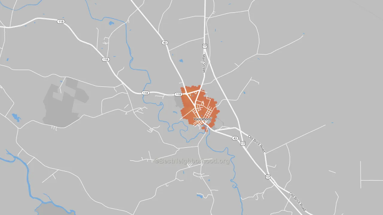 Bike Grade map of 28586, NC