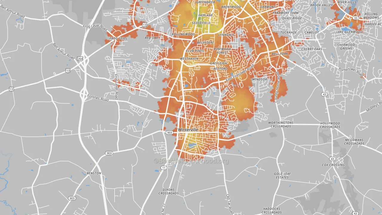 Bike Grade map of 28590, NC