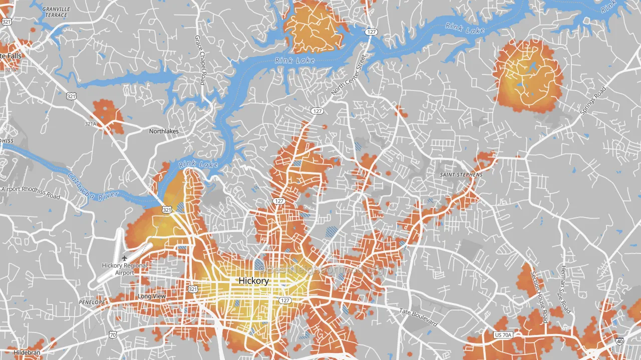 Bike Grade map of 28601, NC