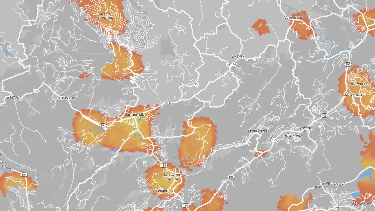 Bike Grade map of 28604, NC