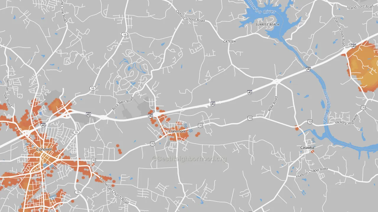 Bike Grade map of 28610, NC