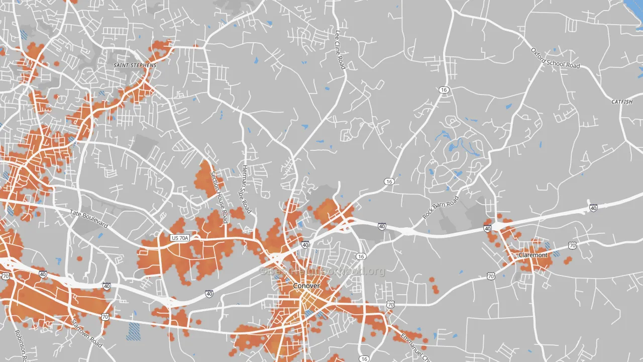 Bike Grade map of 28613, NC