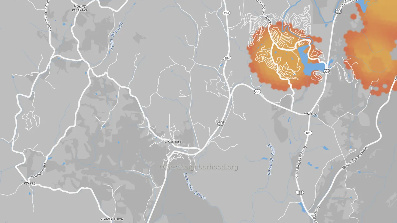 Bike Grade map of 28616, NC