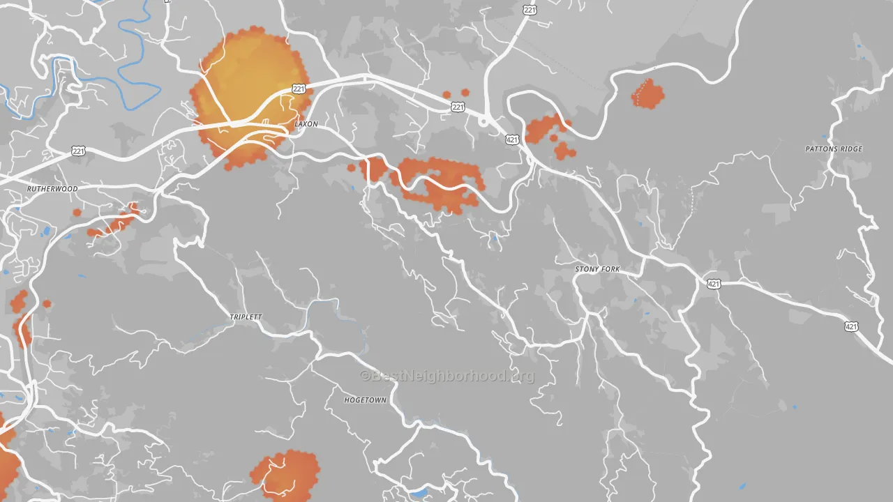 Bike Grade map of 28618, NC