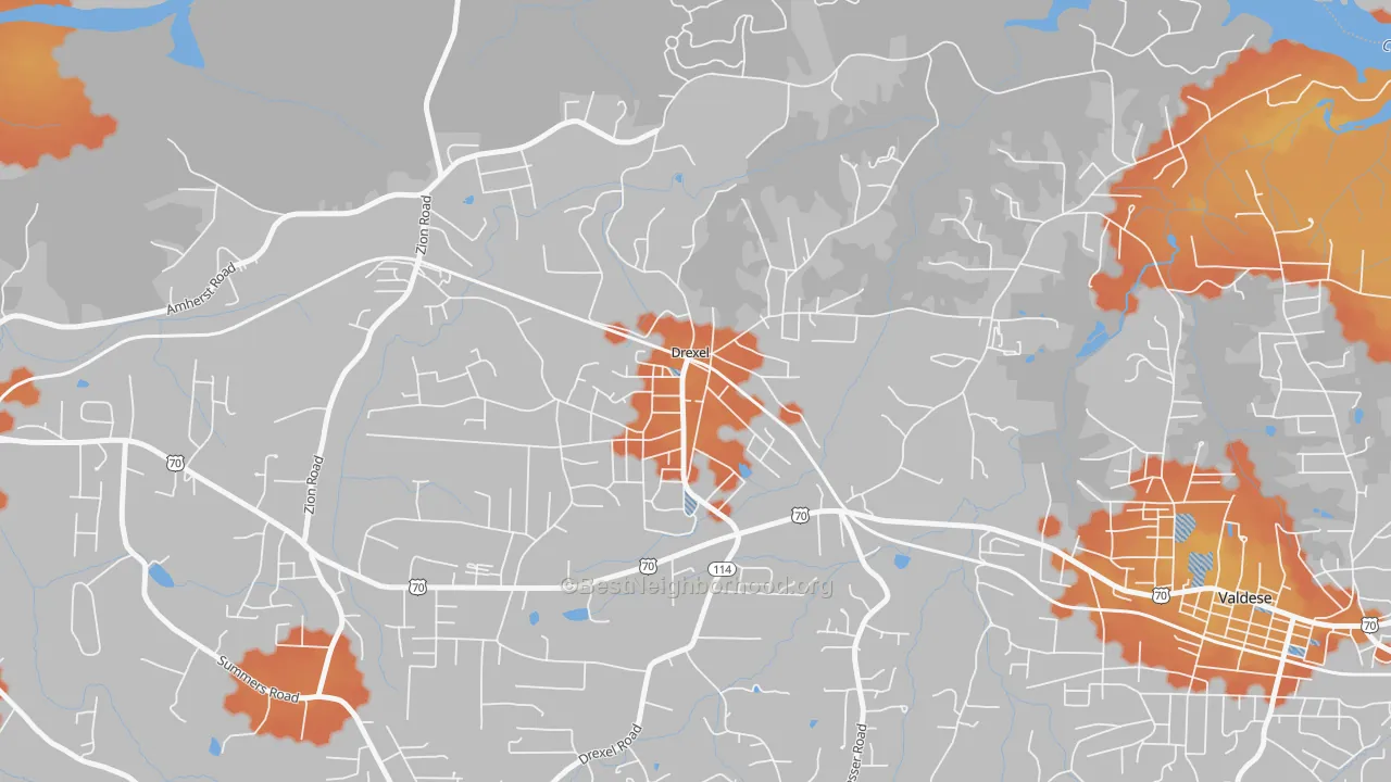 Bike Grade map of 28619, NC