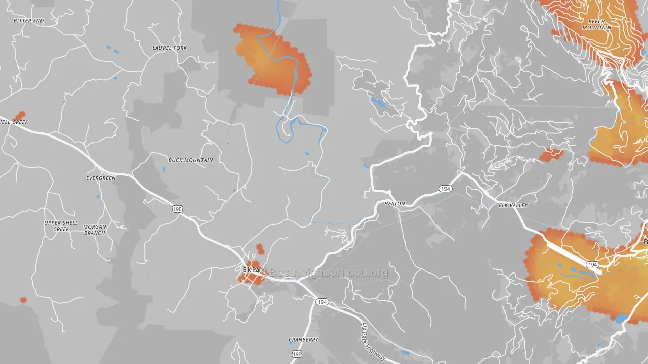 Bike Grade map of 28622, NC