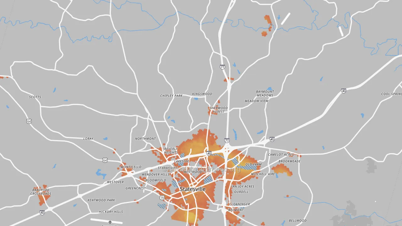 Bike Grade map of 28625, NC