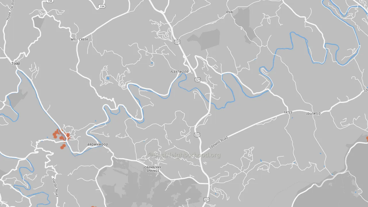 Bike Grade map of 28626, NC