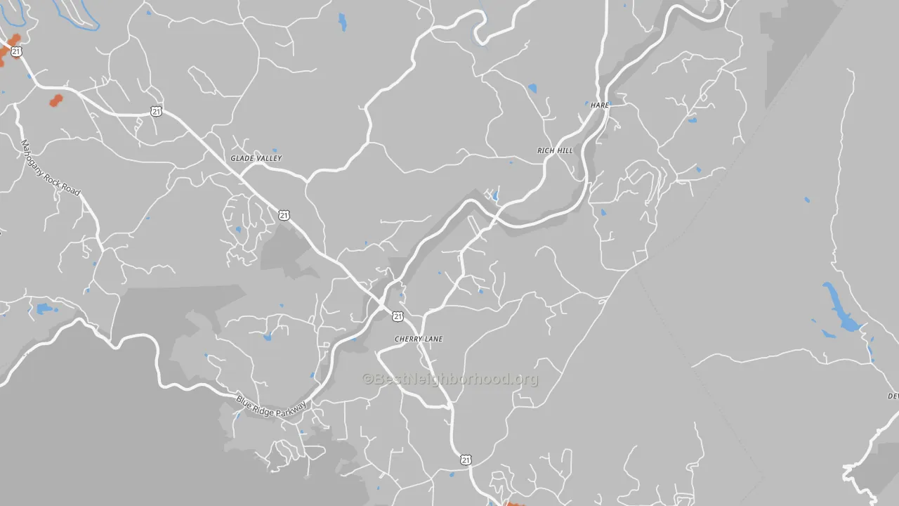 Bike Grade map of 28627, NC