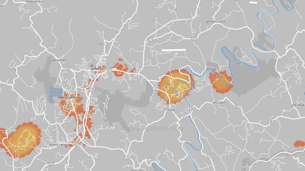 Bike Grade map of 28640, NC