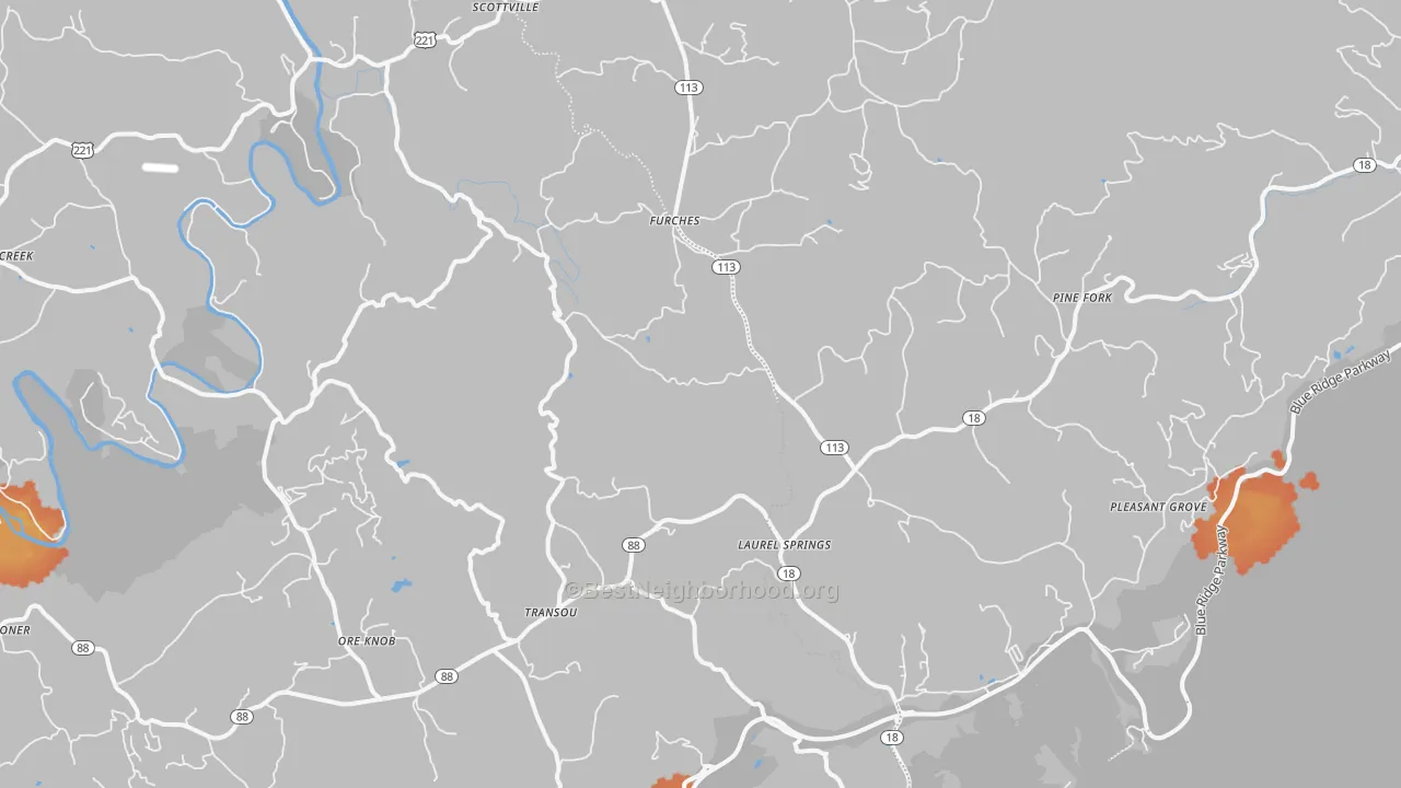 Bike Grade map of 28644, NC