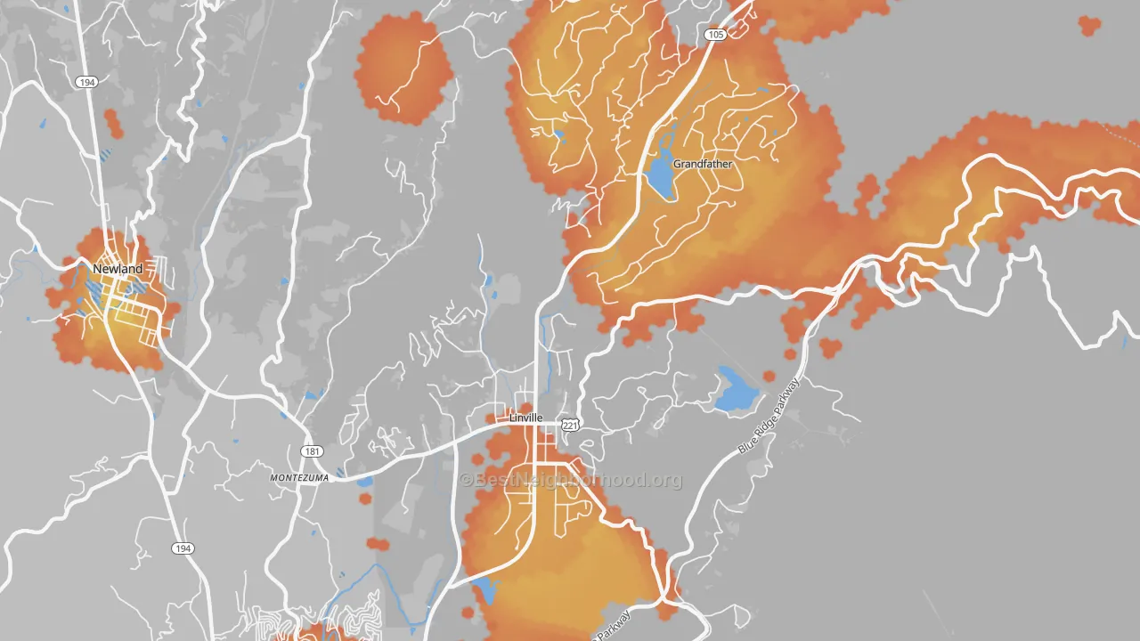 Bike Grade map of 28646, NC