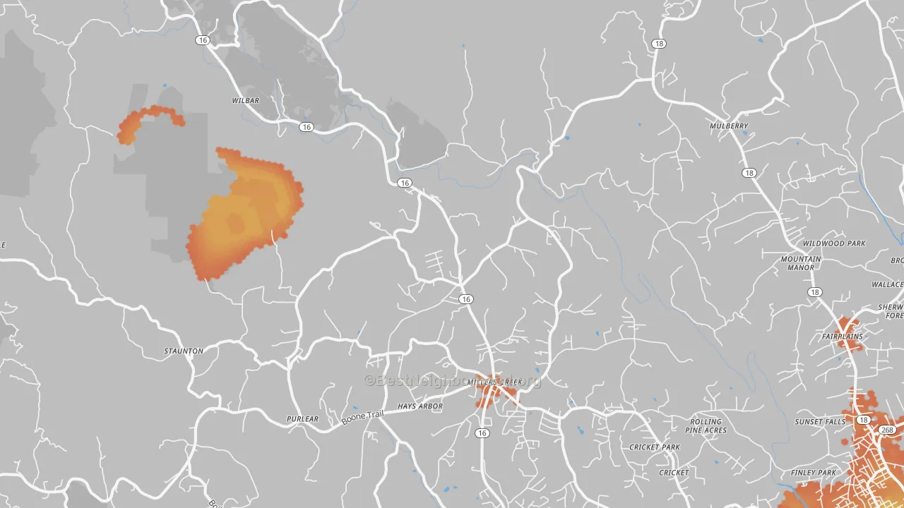Bike Grade map of 28651, NC