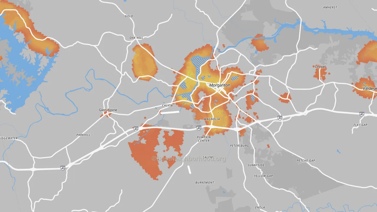 Bike Grade map of 28655, NC