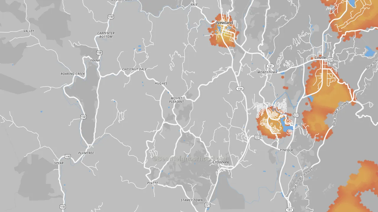Bike Grade map of 28657, NC