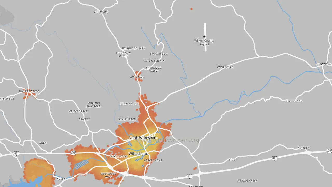 Bike Grade map of 28659, NC