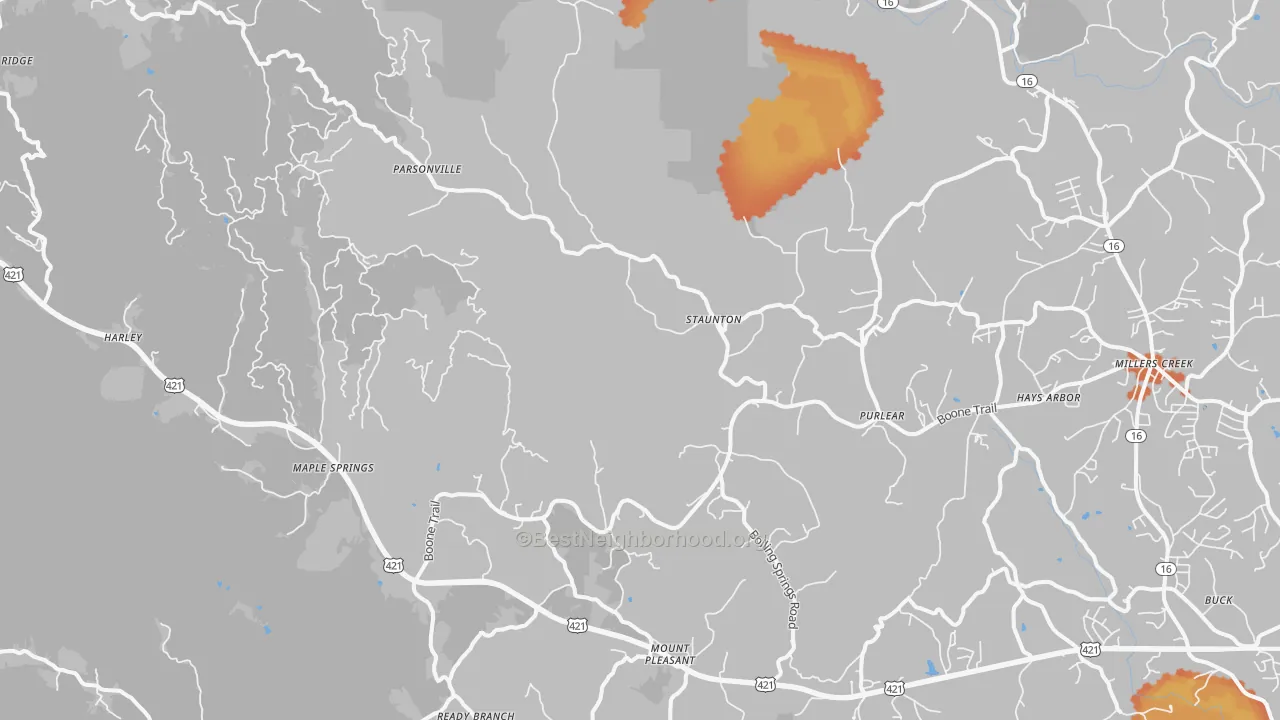 Bike Grade map of 28665, NC