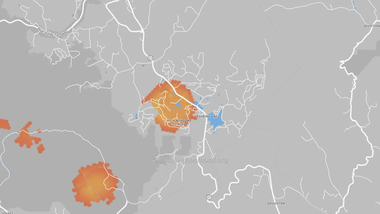 Bike Grade map of 28668, NC
