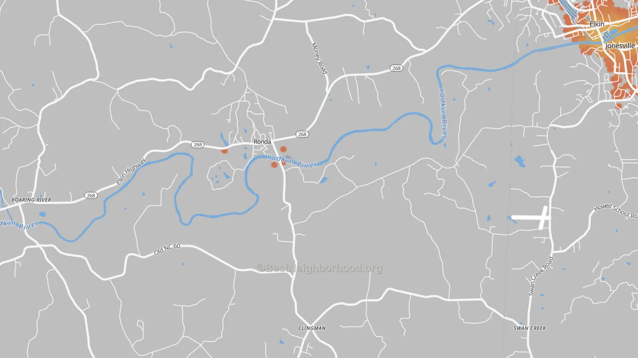 Bike Grade map of 28670, NC