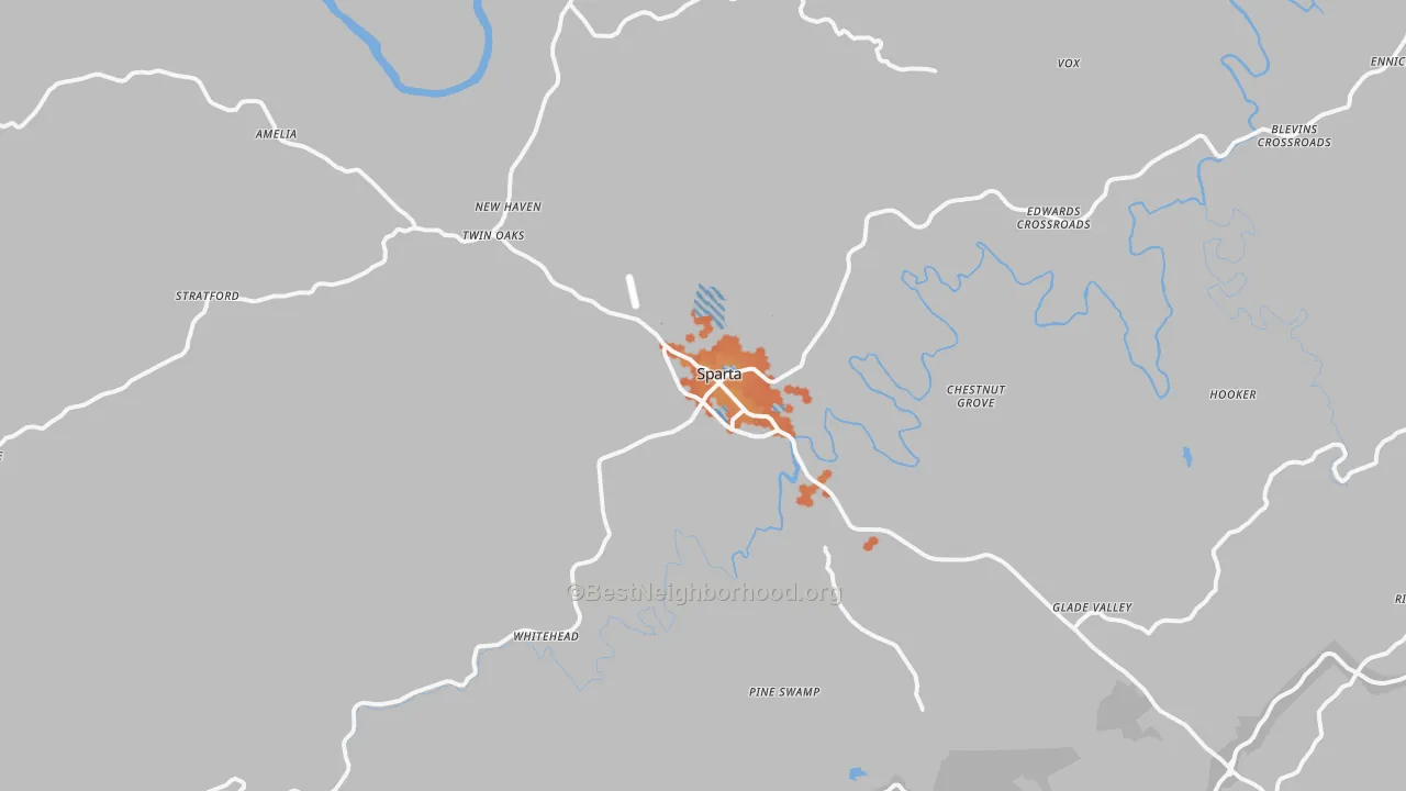 Bike Grade map of 28675, NC