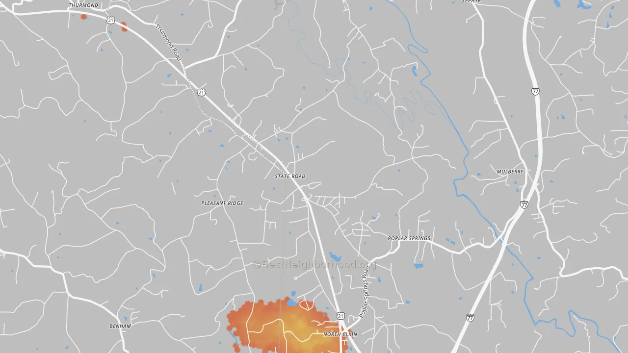 Bike Grade map of 28676, NC