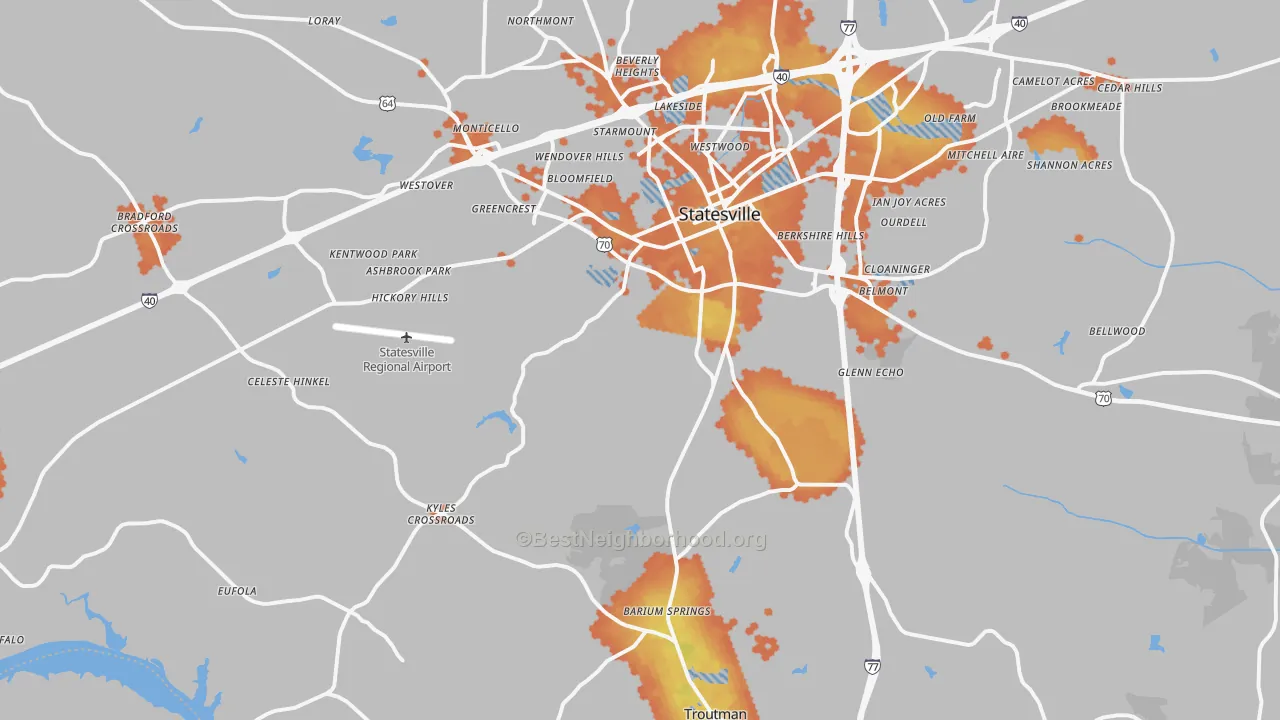 Bike Grade map of 28677, NC