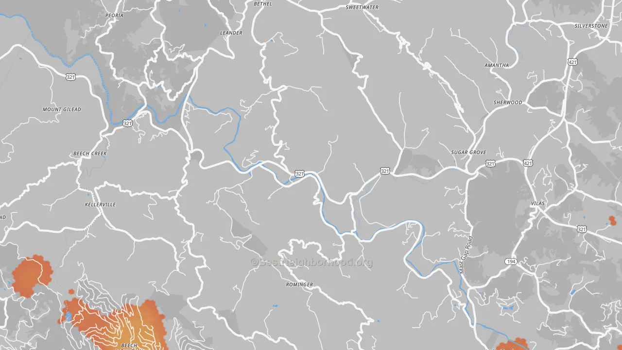 Bike Grade map of 28679, NC