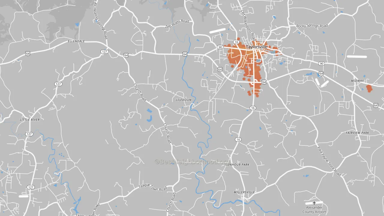 Bike Grade map of 28681, NC