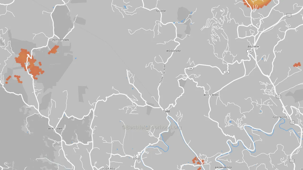 Bike Grade map of 28684, NC