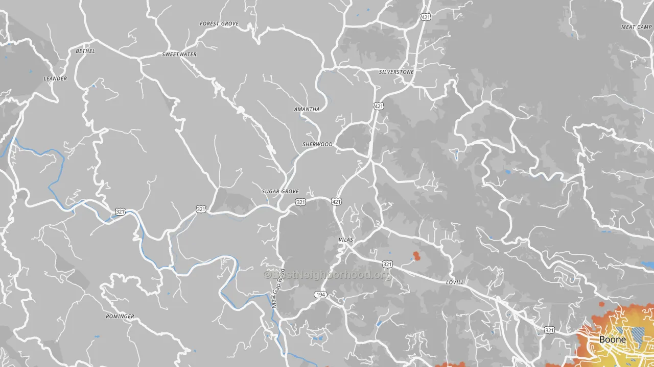 Bike Grade map of 28692, NC