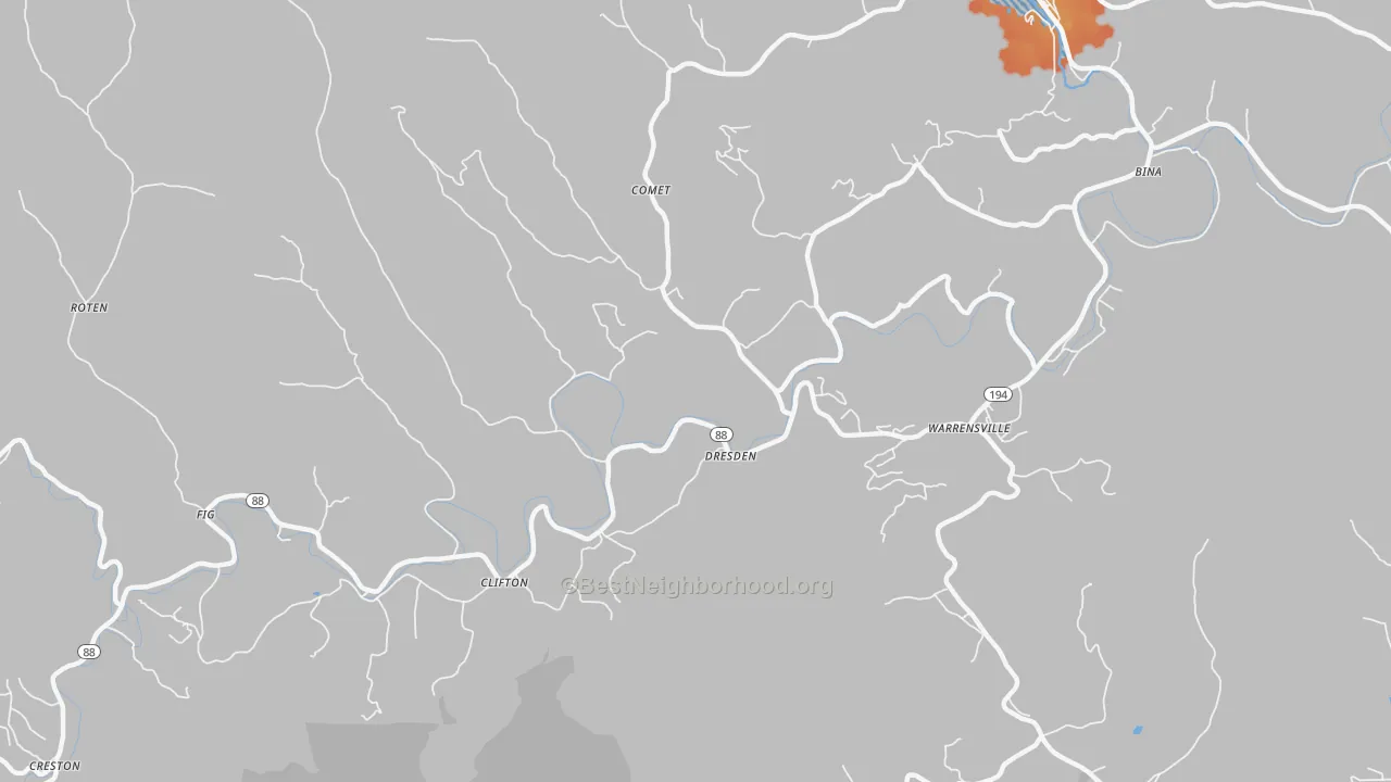 Bike Grade map of 28693, NC