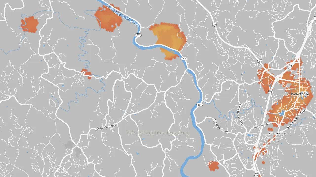 Bike Grade map of 28701, NC