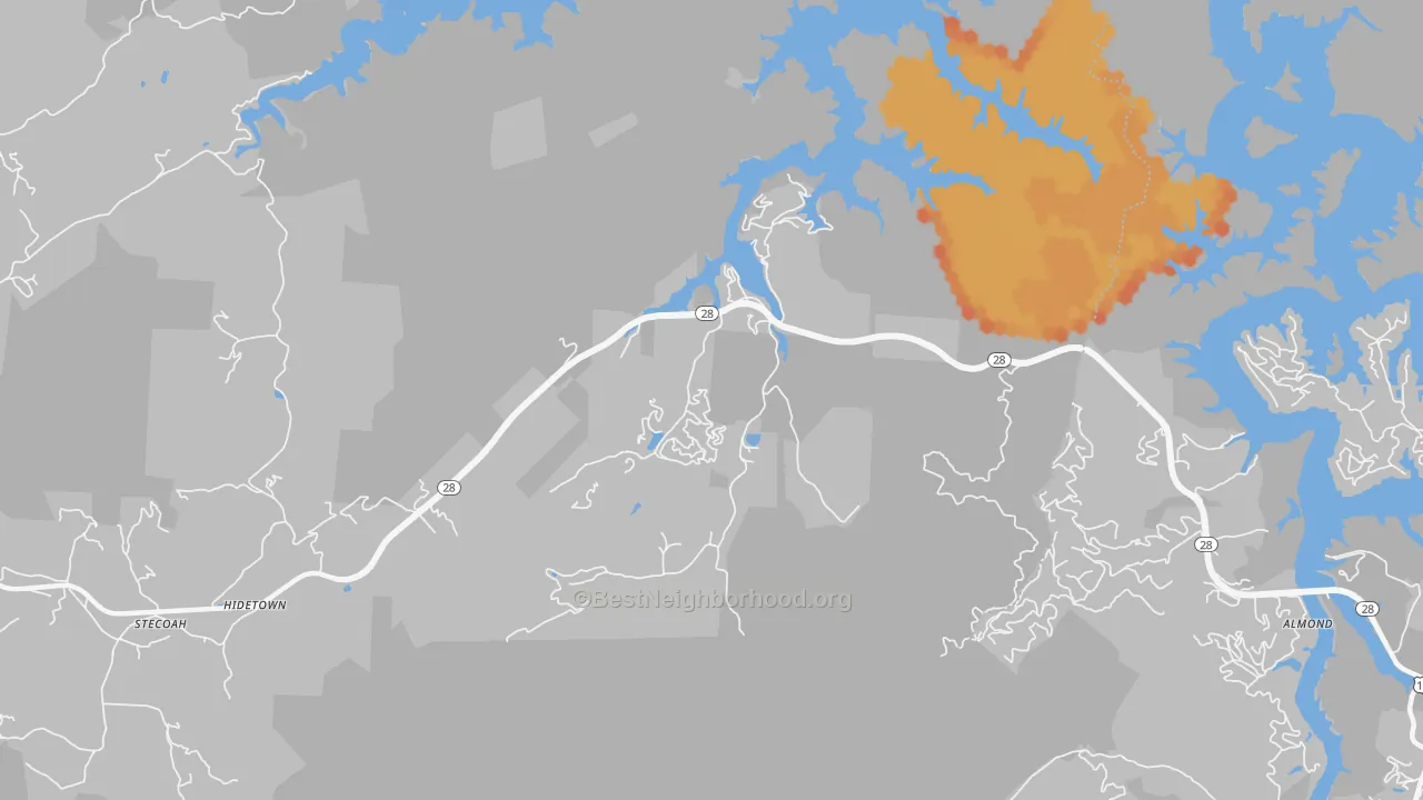 Bike Grade map of 28702, NC