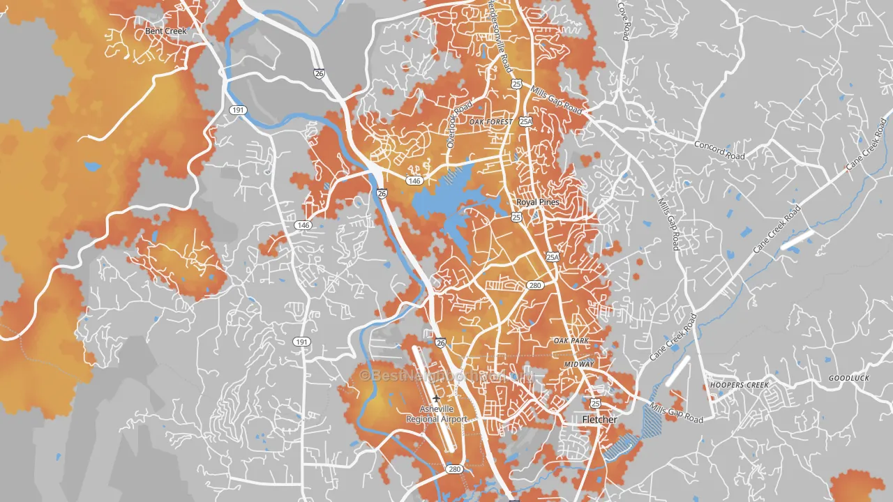 Bike Grade map of 28704, NC