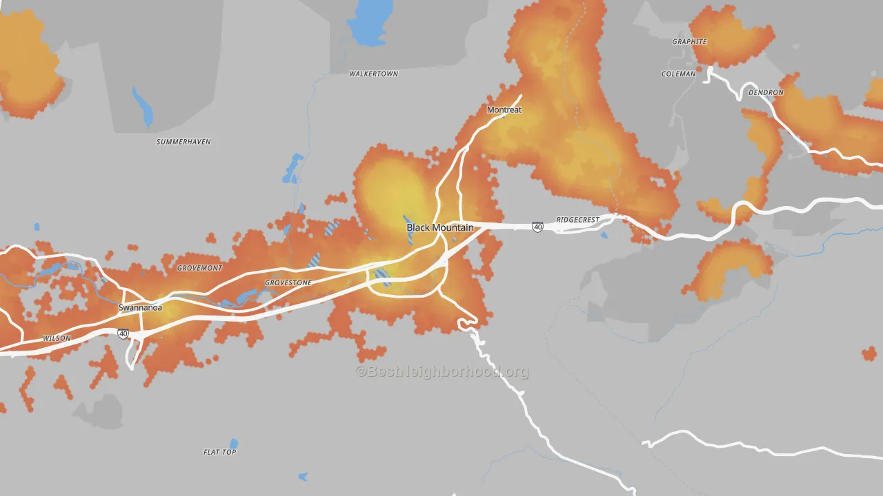 Bike Grade map of 28711, NC