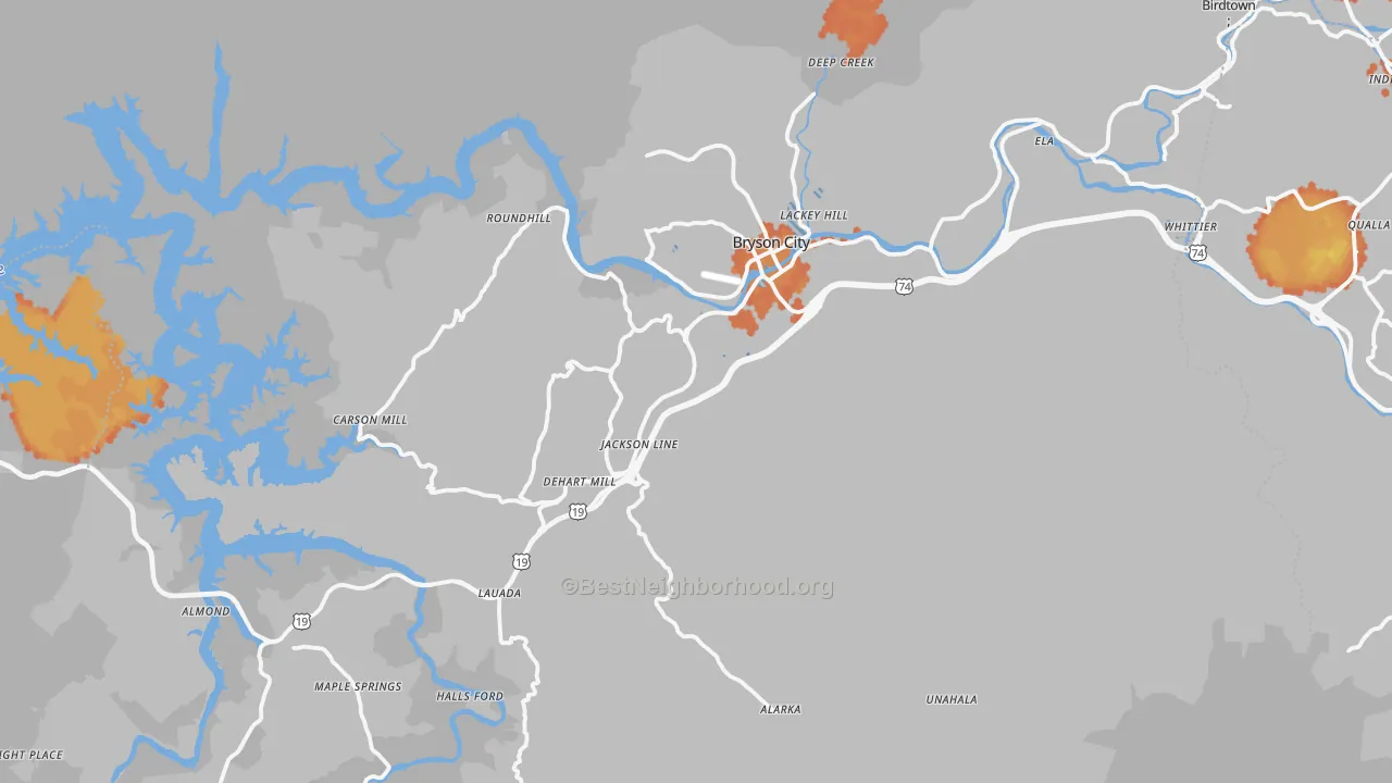 Bike Grade map of 28713, NC