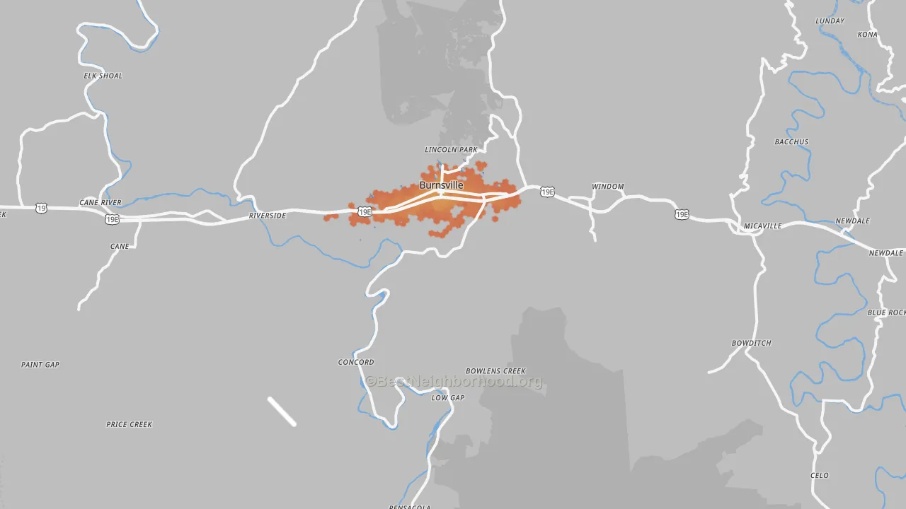Bike Grade map of 28714, NC