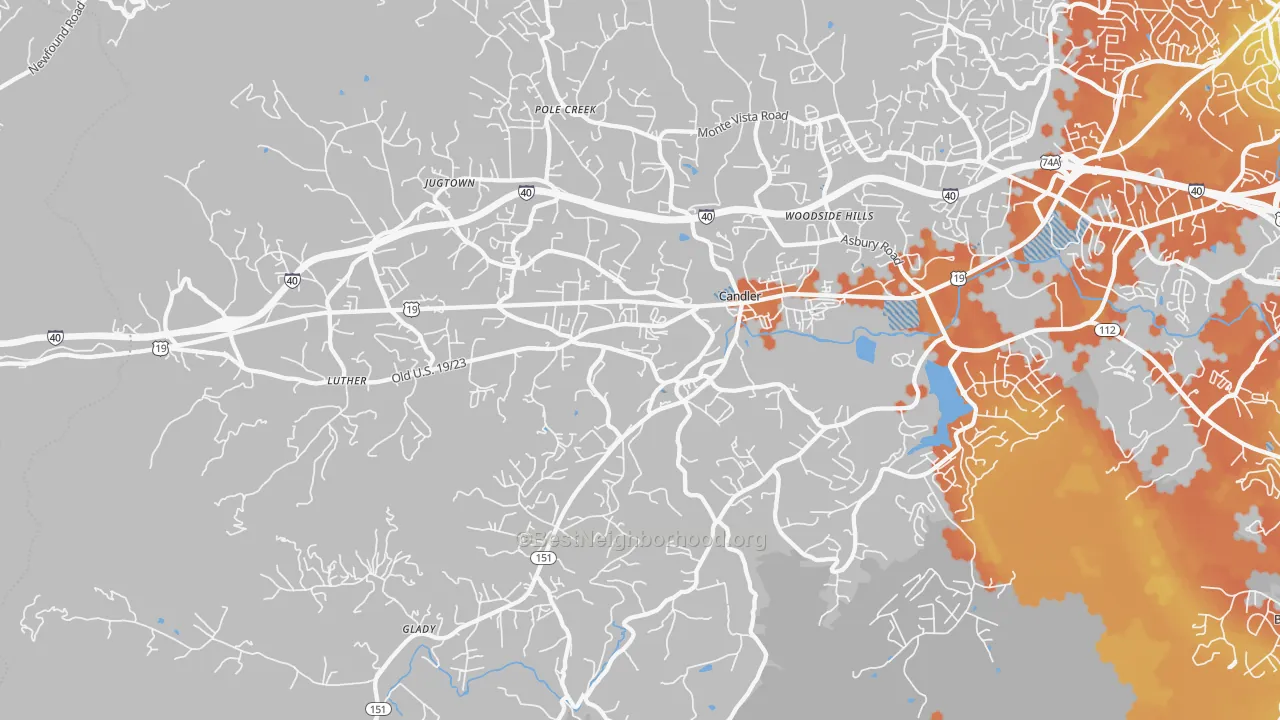 Bike Grade map of 28715, NC