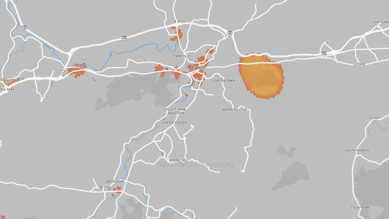 Bike Grade map of 28716, NC