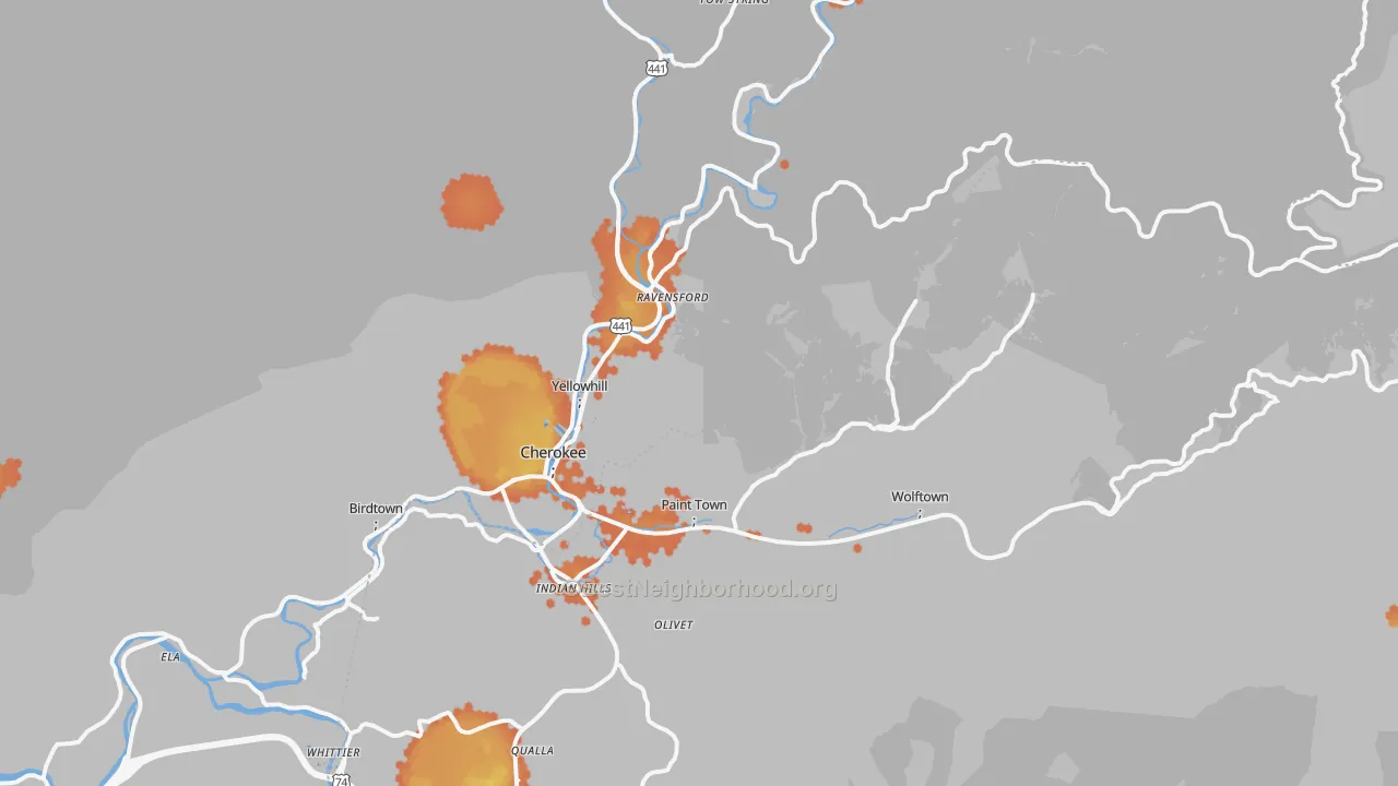 Bike Grade map of 28719, NC