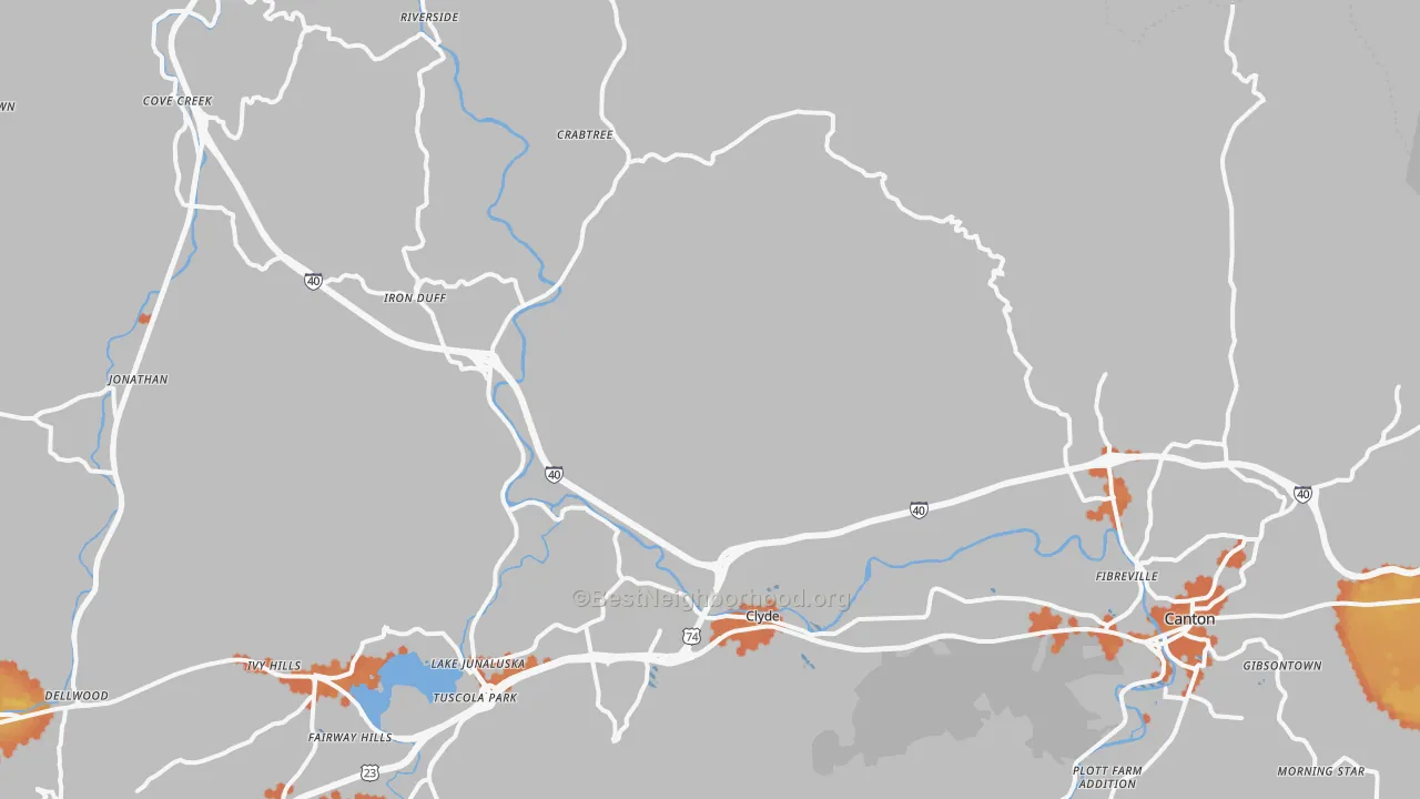 Bike Grade map of 28721, NC