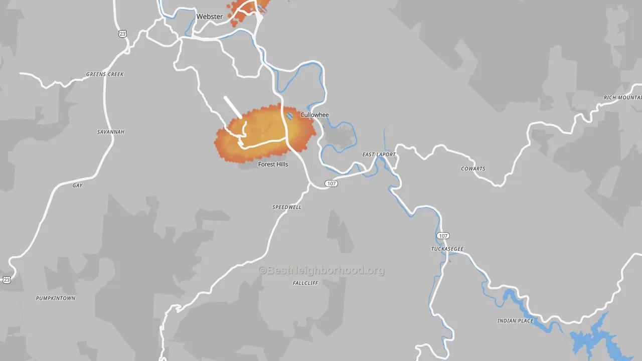 Bike Grade map of 28723, NC