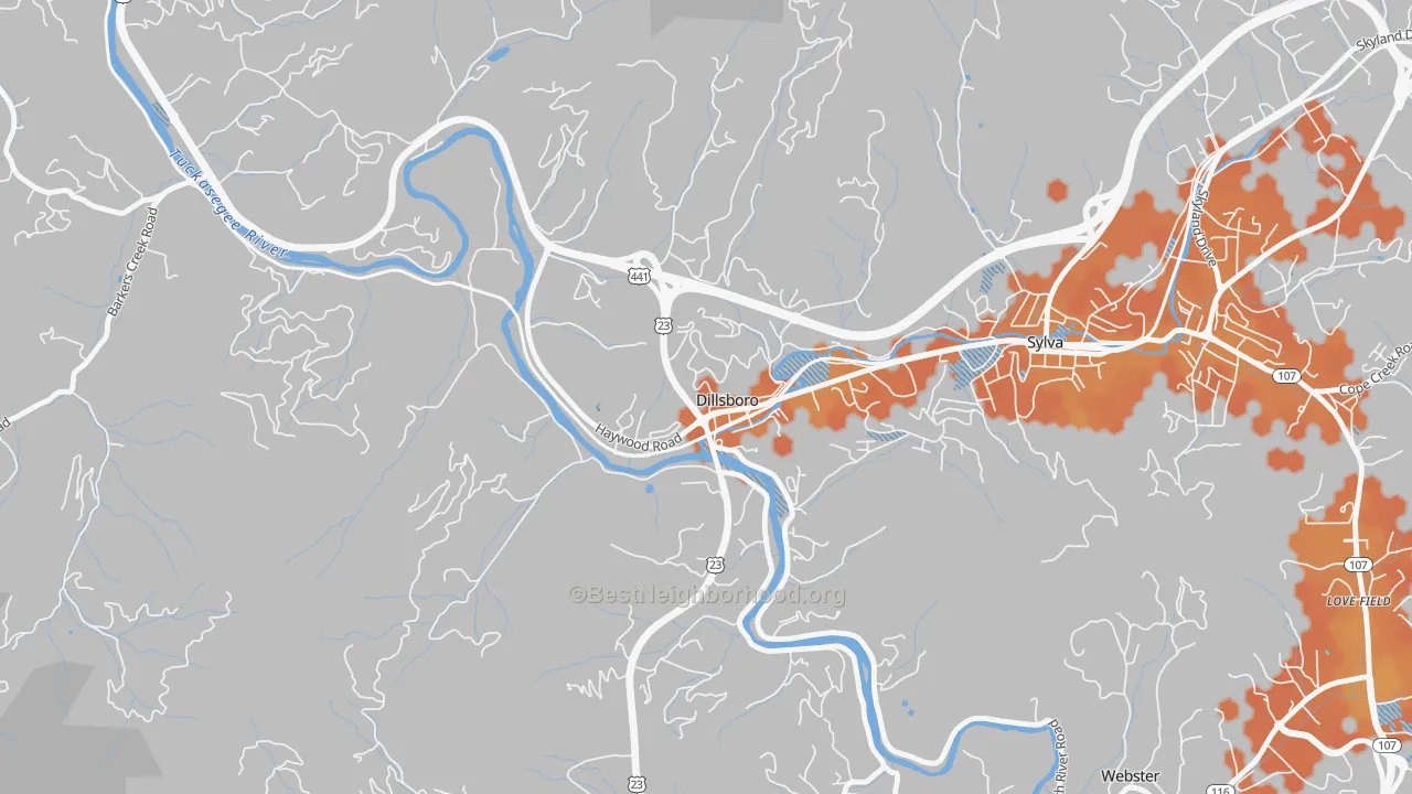 Bike Grade map of 28725, NC